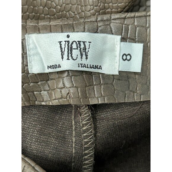 Vintage 90s Brown Crocodile Print Faux Leather Pants By View Moda Italiana Sz 8 - Picture 5 of 9